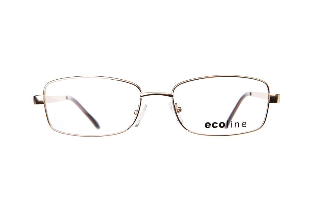 Ecoline 3 prescription glasses in Gold, gold metal rectangular frame, front view