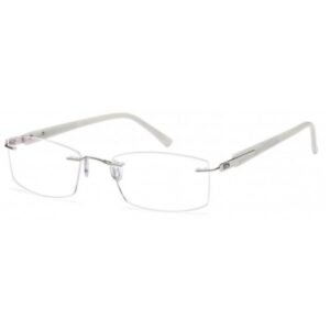 EMP7580 prescription glasses in Silver, silver rimless frame