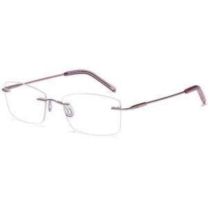 EMP7581 glasses in Crystal Pink, pink rimless frame