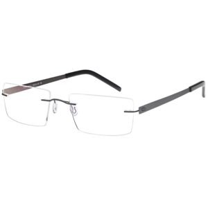 EMP7585 prescription glasses in Gun Metal, gunmetal rimless frame