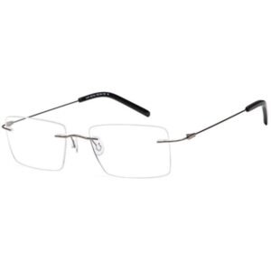 EMP7588 glasses in Dark Gun, gunmetal rimless frame