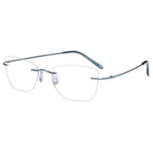 EMP7590 prescription glasses in Blue, blue rimless frame