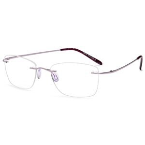EMP7591 prescription glasses in Matt Purple, purple rimless frame