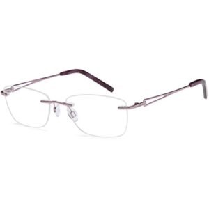 EMP7593 glasses in Matt Purple, purple rimless frame