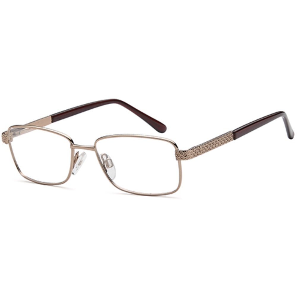 Solo 225 prescription glasses in Bronze, bronze metal rectangular frame with patterned arms