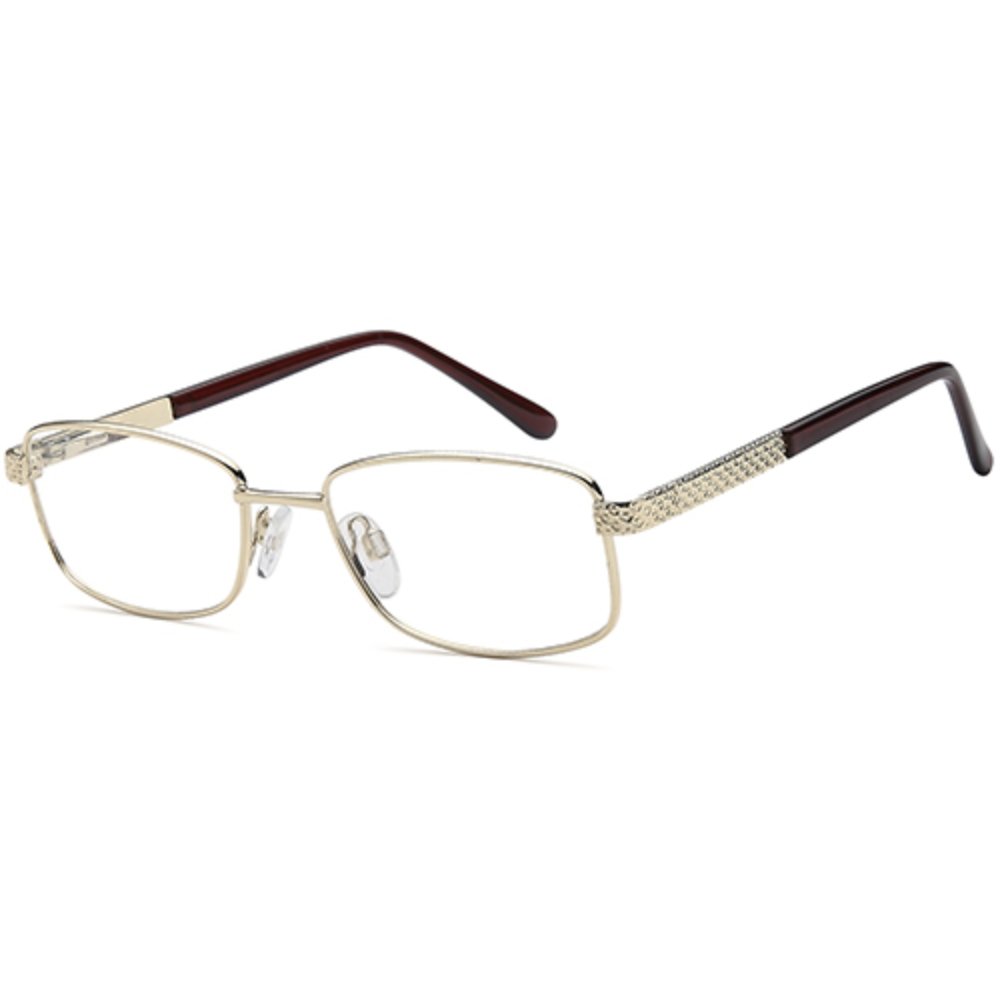 Solo 225 glasses in Gold, gold metal rectangular frame with patterned arms