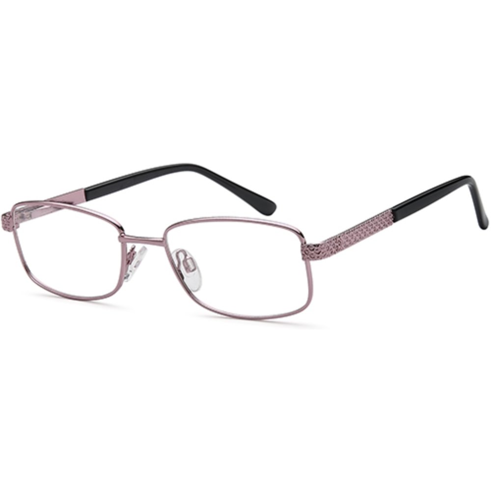 Solo 225 glasses in Crystal Pink, pink metal rectangular frame with patterned arms
