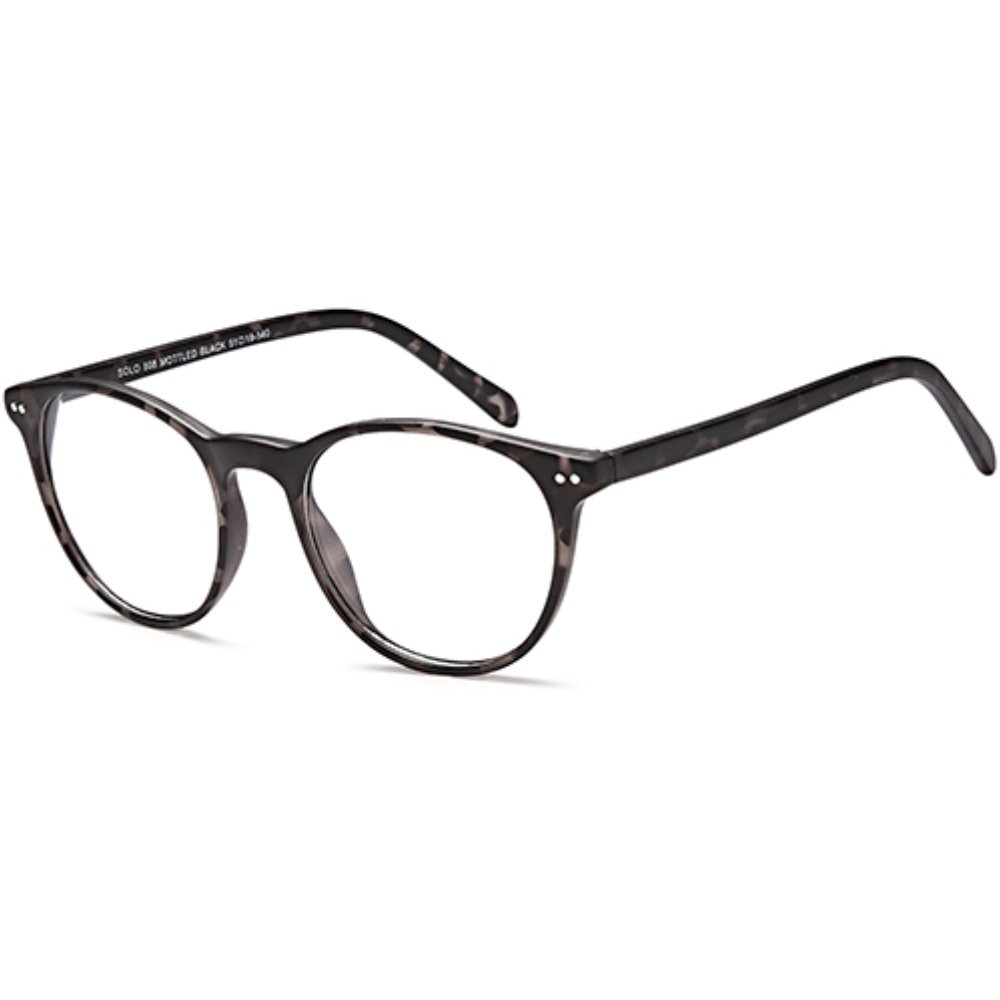 Solo 808 prescription glasses in Mottled Black, black mottled soft rectangular frame