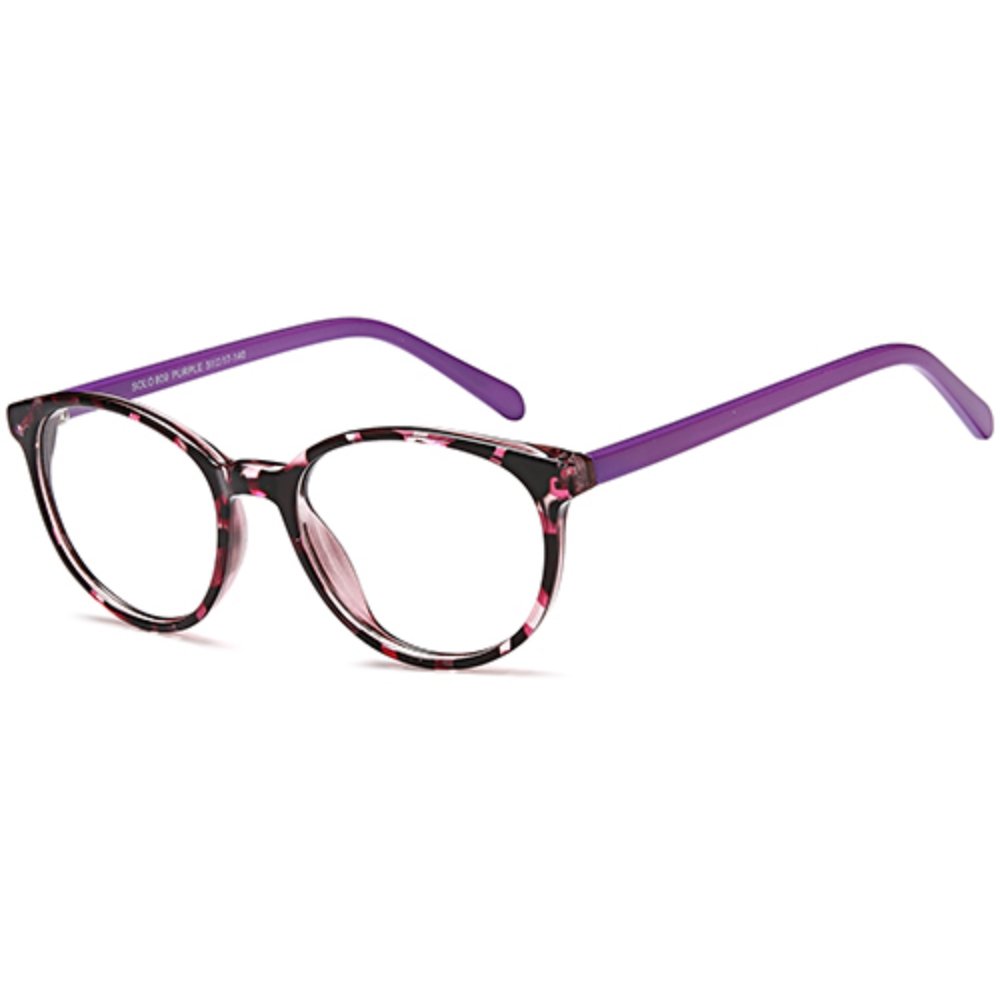 Solo 809 glasses in Dark Purple, tortoiseshell round frame with purple arms
