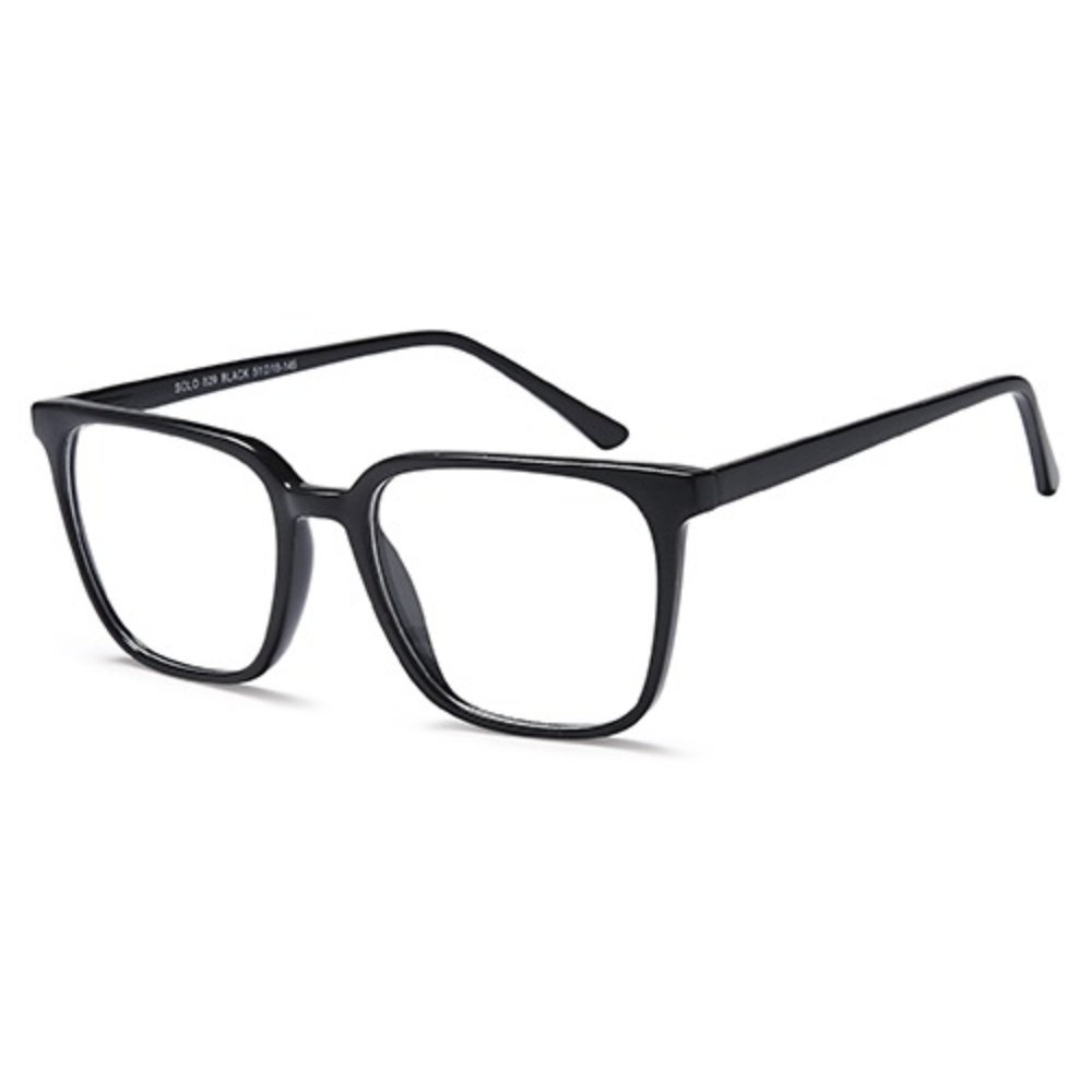 Solo 829 prescription glasses in Black, black square frame