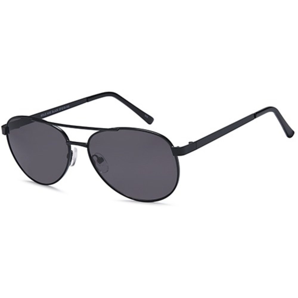 W33 prescription sunglasses in Black, black metal aviator sunglasses with double bridge and grey lenses