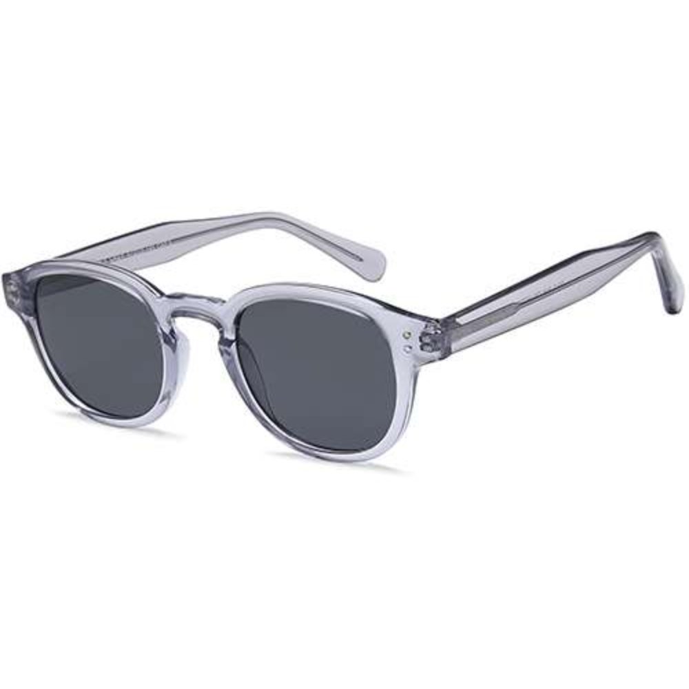 W74 sunglasses in Grey, grey translucent round sunglasses with grey lenses