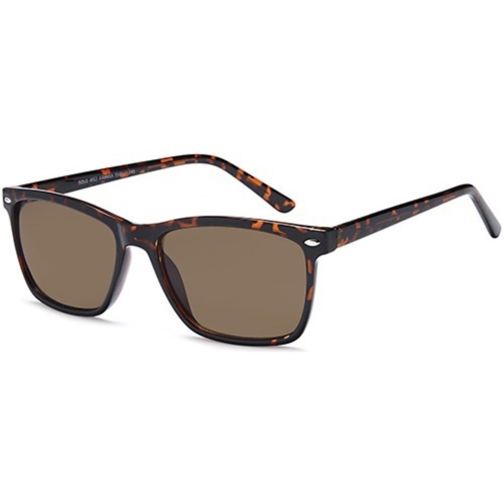 W52 prescription sunglasses in Havana, tortoiseshell square sunglasses with brown lenses