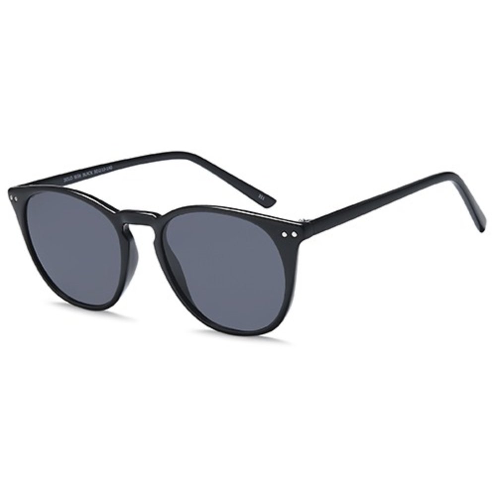 W56 prescription sunglasses in Black, black round sunglasses with grey lenses