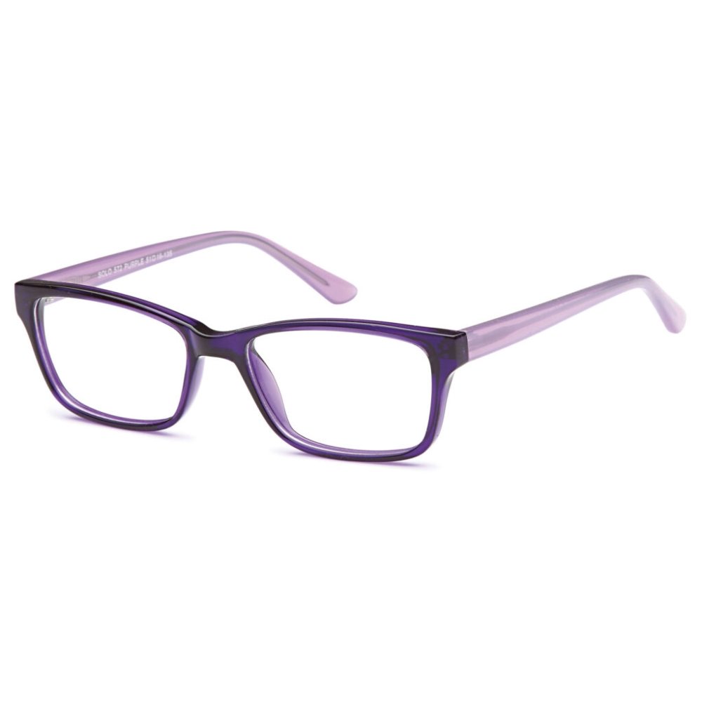 Solo 572 glasses in Dark Purple, purple rectangular frame with lilac arms