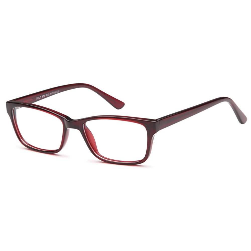 Solo 572 prescription glasses in Red, red rectangular frame
